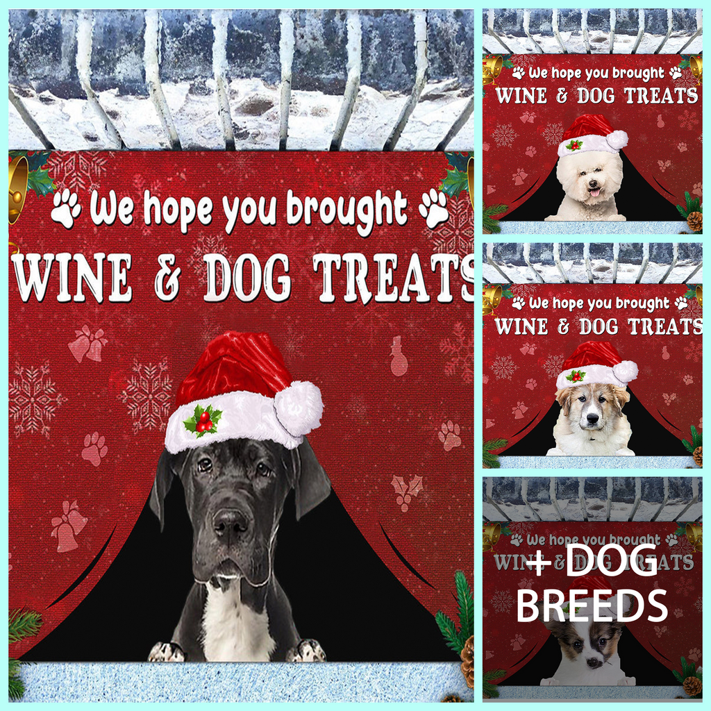 Wine & Dog Treats - Christmas Doormat