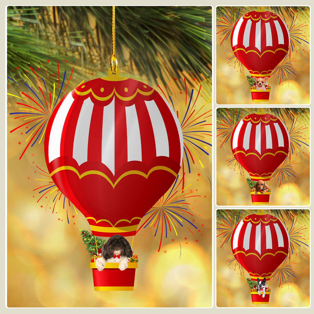 Dog Christmas Hot Air Balloon Ornament