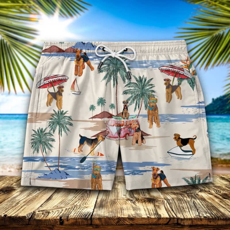 Airedale Terrier Summer Beach Shorts 2 - MEN / S - Swim Trunks
