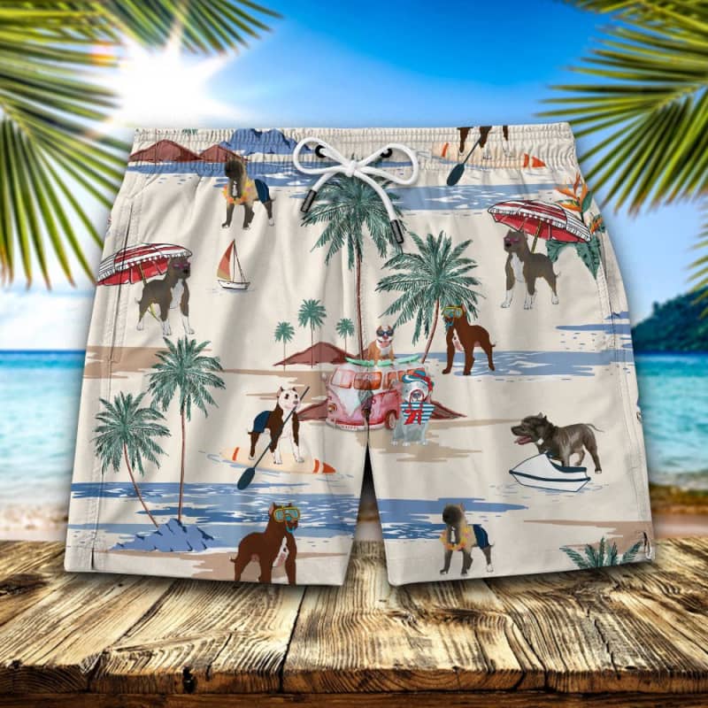 American Pit Bull Terrier Summer Beach Shorts 2 - MEN / S - Swim Trunks