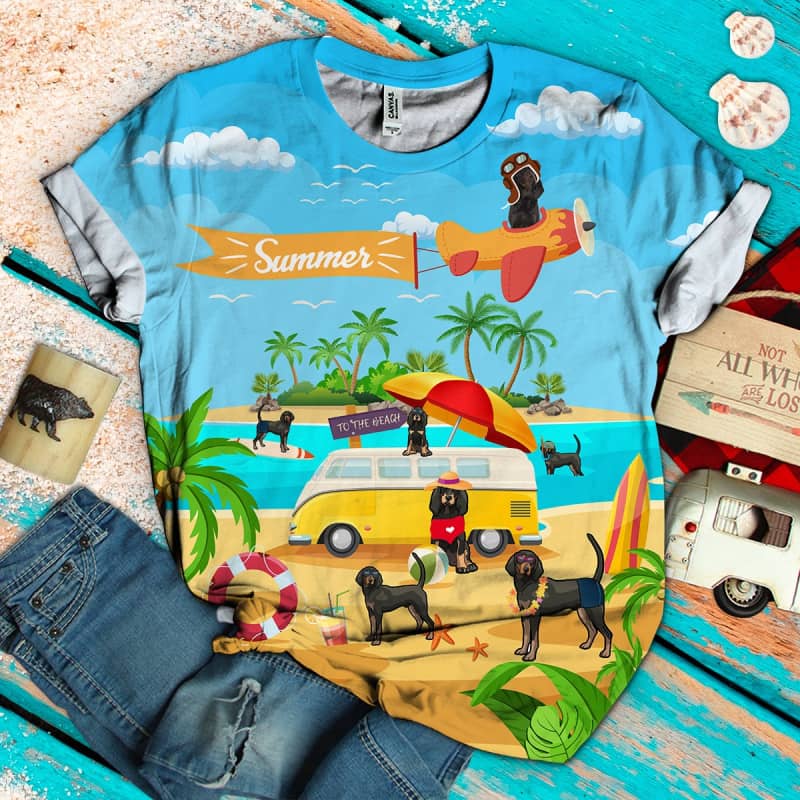 Black And Tan Coonhound On The Beach 3D Shirt - Shirt
